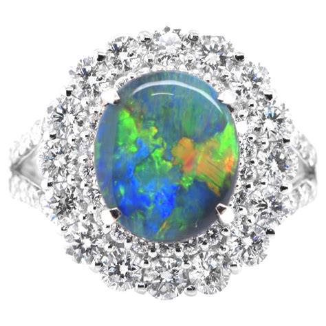 Tiffany And Co 1056 Carat Black Opal Diamond Ring At 1stdibs