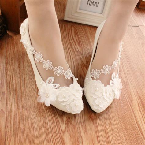 2017 New Fashion Brand Woman Wedding Shoes Lace White Bridal High Heels