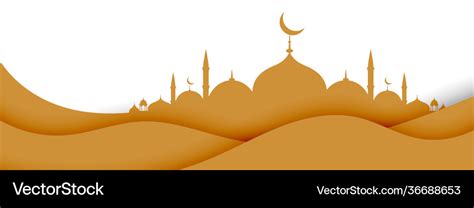 Islamic Background With Mosque In Paper Style Vector Image
