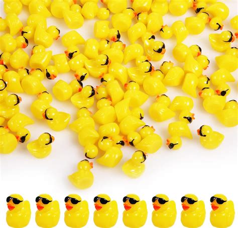 100pcs mini resin duck cute tiny resin ducks with sunglasses miniature ducks for crafts duck