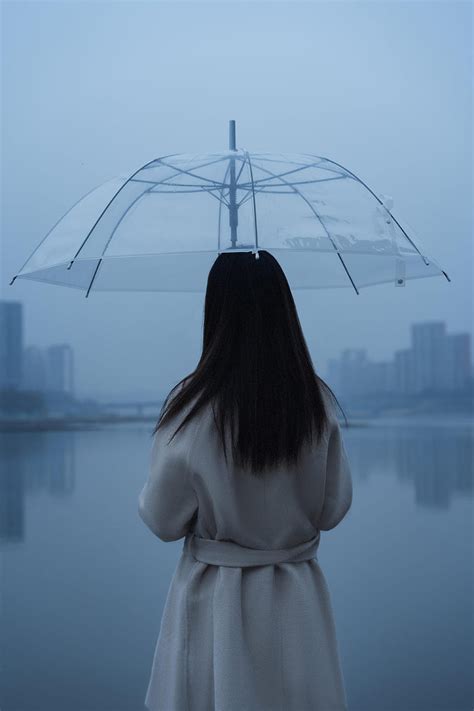 Rain Girl Human Person Loneliness Lonely Alone Umbrella Hd