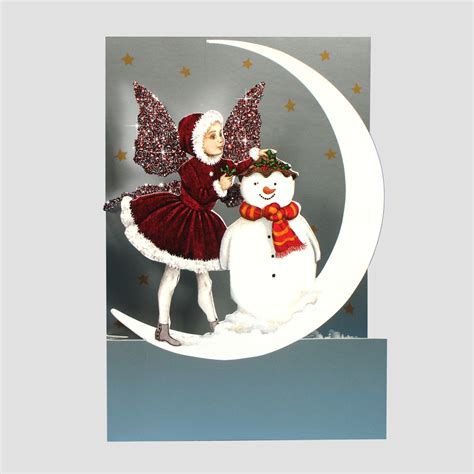 36 3d Moon Fairy Christmas Cards By Courtier With Fold Back Glitter