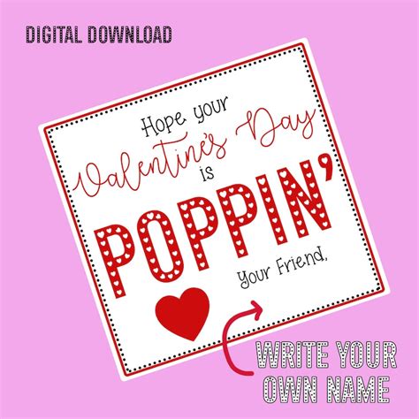 Hope Your Valentines Day Is Poppin Digital Printable Pop It Etsy