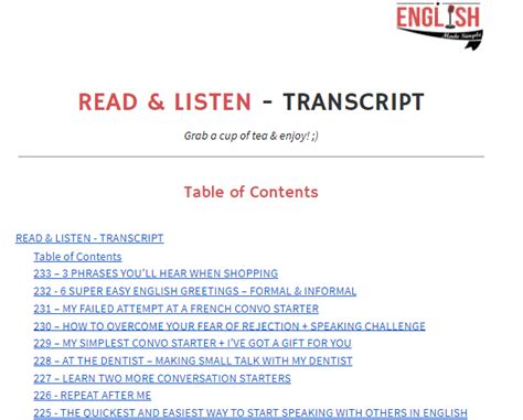 Transcripts To 100 English Made Simple Episodes Best English