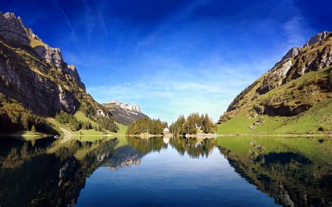 Nature Landscape Lake Sunlight Hill Switzerland Wallpapers Hd Images