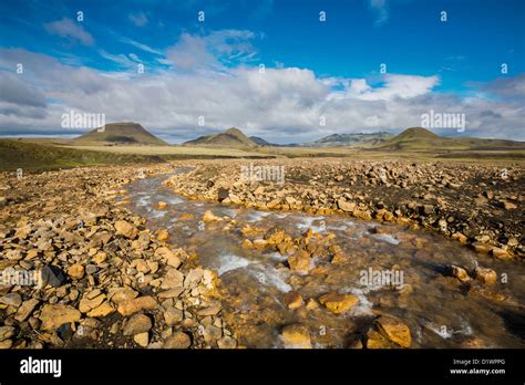 Riverbed Landscape Landmannalaugar Central Highlands Iceland Stock