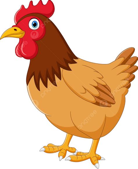 Cartoon Hen Isolated On White Background Farming Walking Brown Png