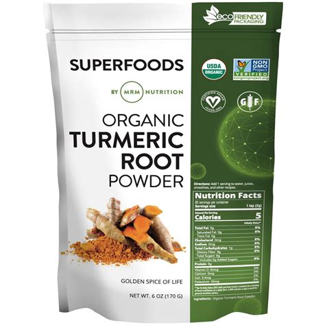 Mrm Superfoods Raw Organic Turmeric Root Powder Oz Vitacost