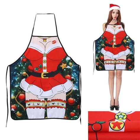 Woman Christmas Sexy Funny Kitchen Apron For Bbq Xmas Party Cooking