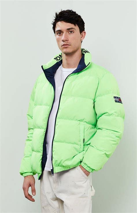 Tommy Hilfiger Reversible Puffer Jacket In Green For Men Lyst