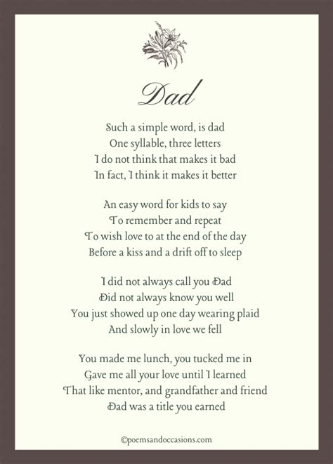 20 Beautiful Funeral Poems For Dad To Help Comfort You Poems And Occasions