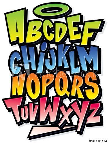Funky Colorful Cartoon Font Type Vector Alphabet In 2021 Graffiti
