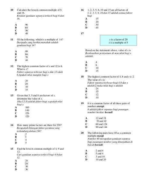 Bahasa inggeris spm kertas 1 1. soalan matematik tingkatan 1