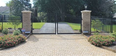 Arched Estate Gates W Access Control And Custom Brick Columns W Caps