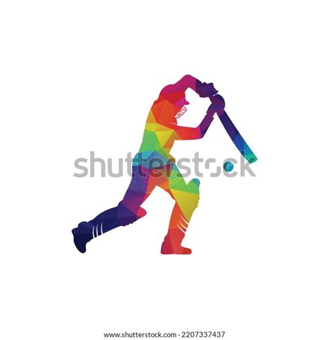 Batsman Playing Cricket Cricket Competition Logo Stock Vector Royalty