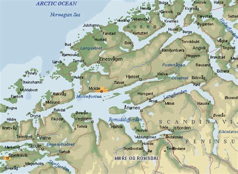 A port since the 15th century, molde was partially destroyed by fire in 1916, damaged during world war ii. Molde Norway Map - ToursMaps.com