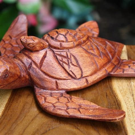 Carved Hawaiian Sea Turtle Honu Stained Hand Carved Etsy