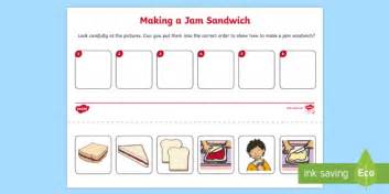 Jam Sandwich Sequencing Worksheet Worksheet Teacher Made