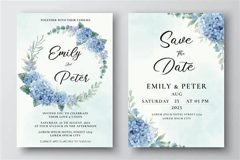 Blue Wedding Invitation Vector Art Icons And Graphics For Free Download