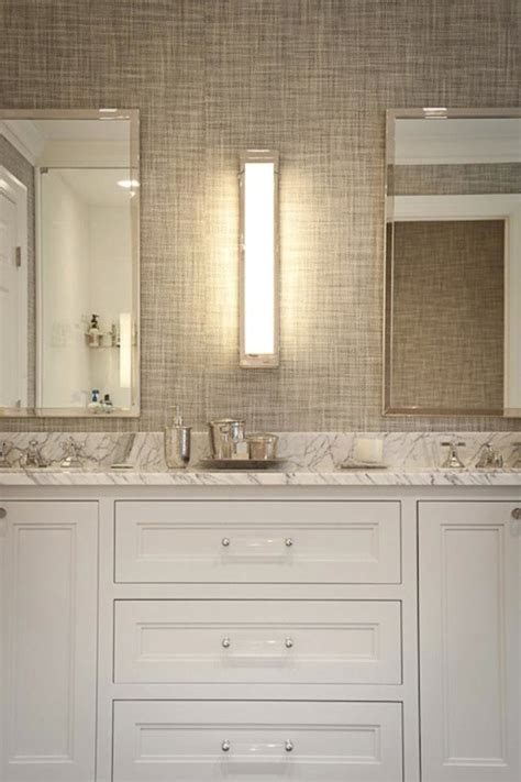 Gray Grasscloth Wallpaper Transitional Bathroom Jcs Construction