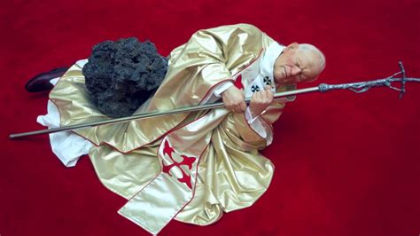 Pope Gets Hit By A Meteor In Maurizio Cattelan Be Right Back Youtube