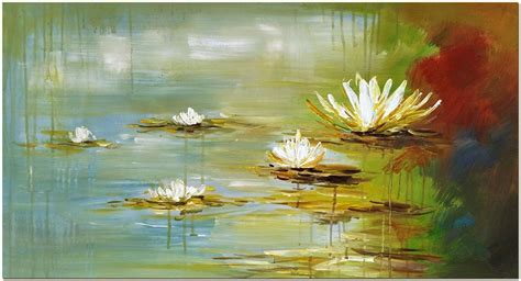 Water Lilies Oil Painting Hand Painted By Folkculturegallery Lily