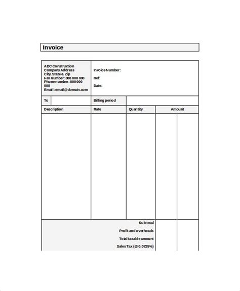 Self Employed Invoice Template 12 Free Word Excel Pdf Documents