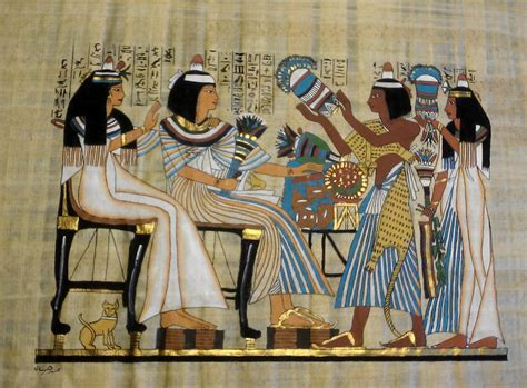 Vintage Egyptian Hand Painted Papyrus Of The Flower Girls
