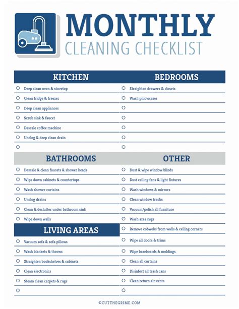 Monthly Cleaning Checklist Stay Oranized With Printables Cut The Grime