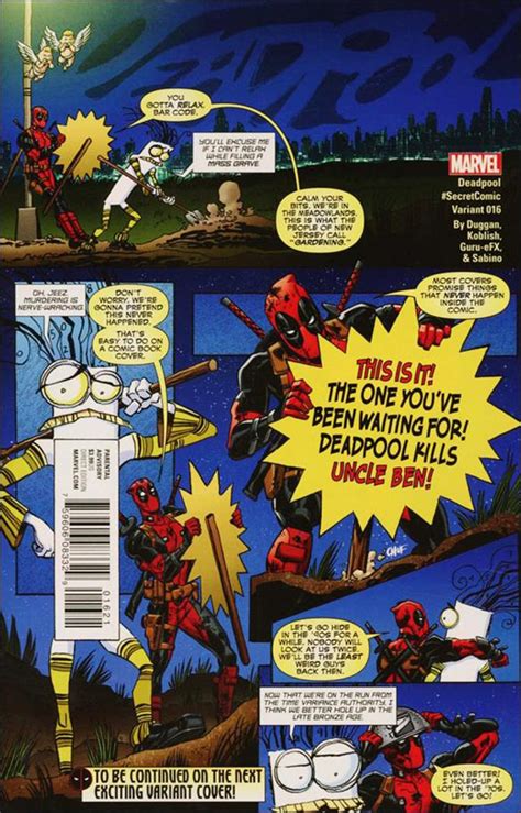 Deadpool 16 Scott Koblish Secret Comic Variant Cover 2016 Vfnm