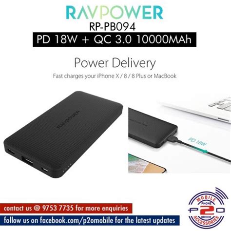 Ravpower Rp Pb094 Pd 18w Qc30 10000mah Power Bank Shopee Singapore