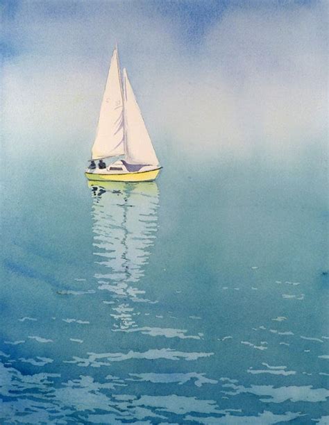 1 Sailboat Art Watercolor Painting Print By Watercolorbymuren