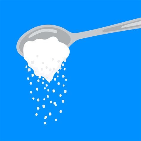 Pouring Sugar Spoon Full Of Powder Crystals Of Salt Or Sugar Vector
