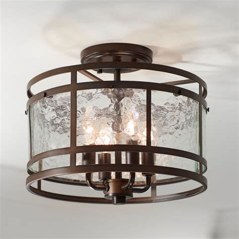 At first, i searched for a ceiling light fixture that had to be semi flush, or under 18 inches long, and when viewing it from underneath it had a unique view. Franklin Iron Works Rustic Industrial Ceiling Light Semi ...