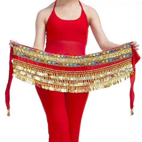 Womens Beaded Belly Dance Belt Hip Scarf Gold Coins Tribal Belts India