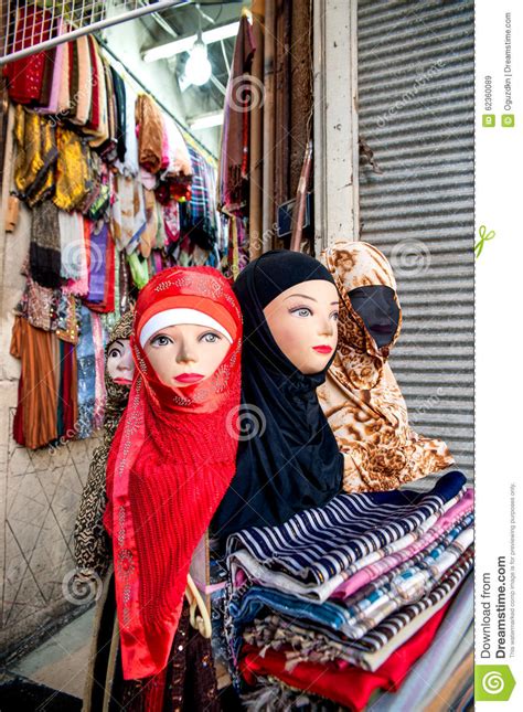 Fashion Lay Figures Wearing Headscarf Accessory In Souk Damascus Syria Stock Image Image Of