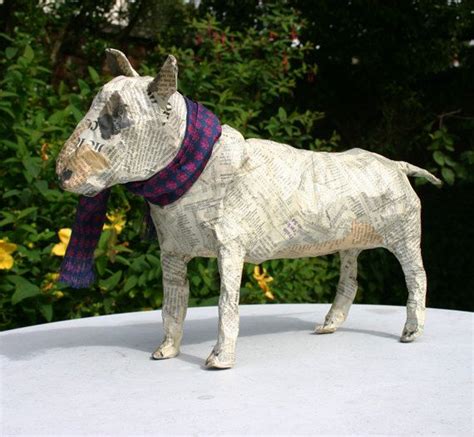 Papier Maché Bull Terrier with Silk Scarf in 2021 Bull terrier