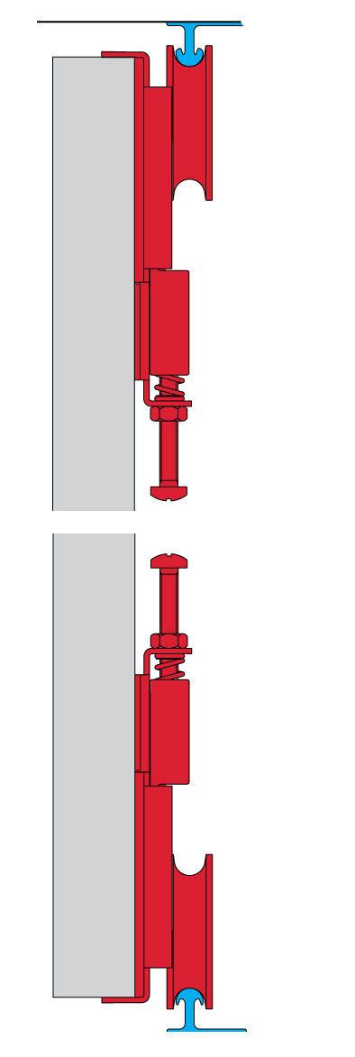 Wardrobe Sliding Track System With Spring Loaded Wheels Fastor 2400mm