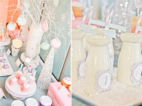 Kara's Party Ideas Winter Wonderland Girl Snow 1st Birthday Party