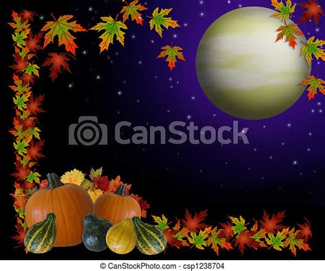Drawing Of Autumn Harvest Moon Background Image And Illustration