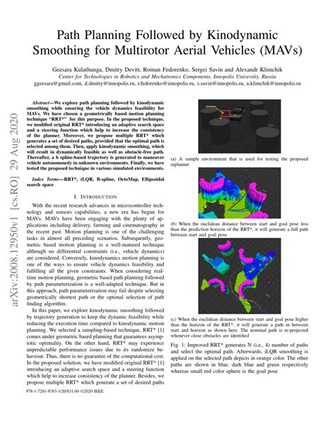 PDF Path Planning Followed By Kinodynamic Smoothing For Multirotor Aerial Vehicles MAVs