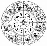 Coloring Zodiac Signs Astrology Astrologie Coloriage Stress Anti Colouring Adult Sign Horoscope Scorpio Printable Cancer Symbol Virgo Astrological Symbols Wheel sketch template