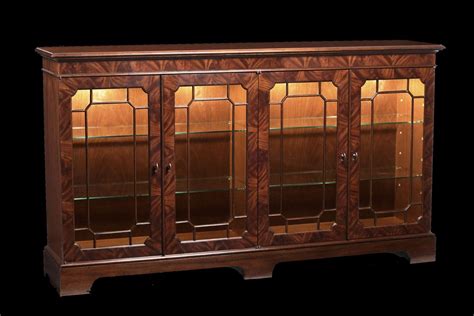 Mahogany Sideboard Display Cabinet Paned Glass Doors