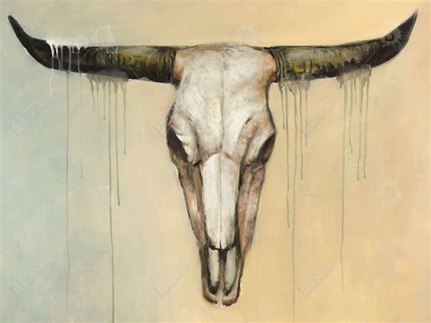 Bull Skull Fine Art Print On Canvas 48 X 48