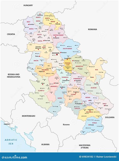 Serbia Administrative Map Stock Illustration Image Of Political