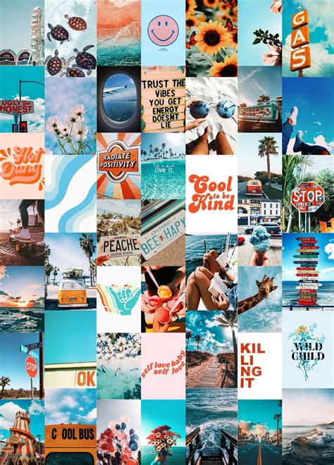 Summer Blues Wall Collage Kit Digital Download Photo Wall Etsy Blue