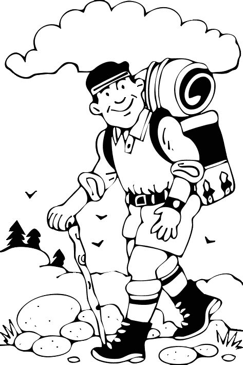 Hiking Coloring Page For Kids Free Printable Picture