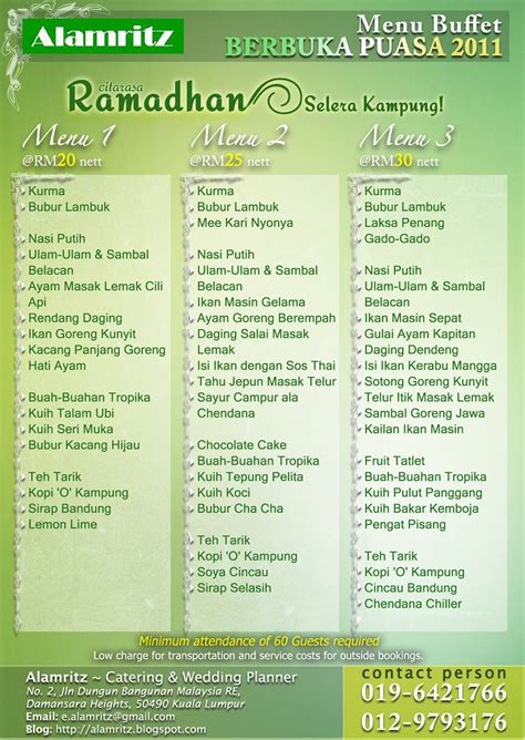 Hari raya kian menjelang tiba. Alamritz Catering & Wedding Planner: MENU BUFFET BERBUKA ...