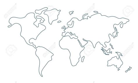 Simple World Map In Doodle Style Isolated On White Background Vector