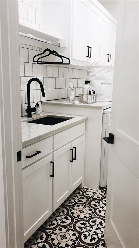 Laundry Room | White laundry rooms, Black and white laundry room, White laundry room